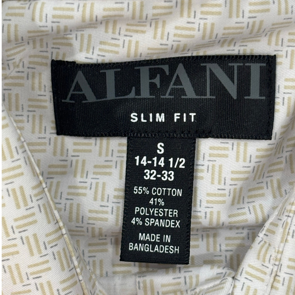 Alfani Mens Slim-Fit Dress Shirt Tan White 14-14.5 32-33 - Picture 3 of 4